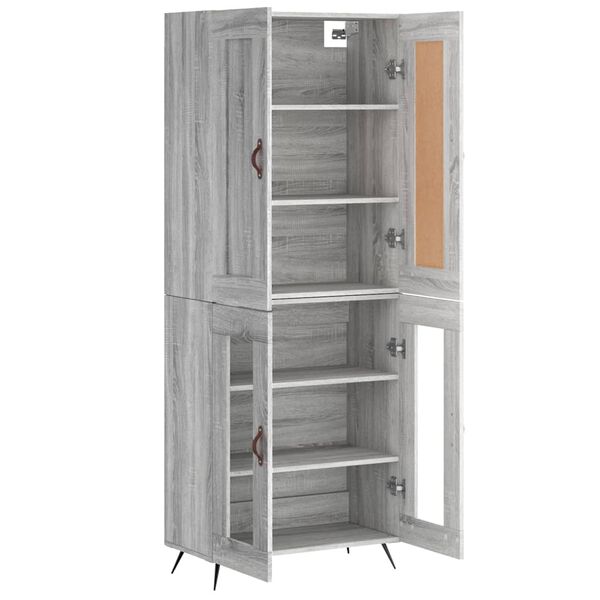 vidaXL Buffet haut Sonoma gris 69,5x34x180 cm Bois d'ing&eacute;nierie