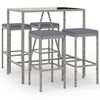vidaXL Ensemble de bar de jardin 5 pcs avec coussins gris poly rotin