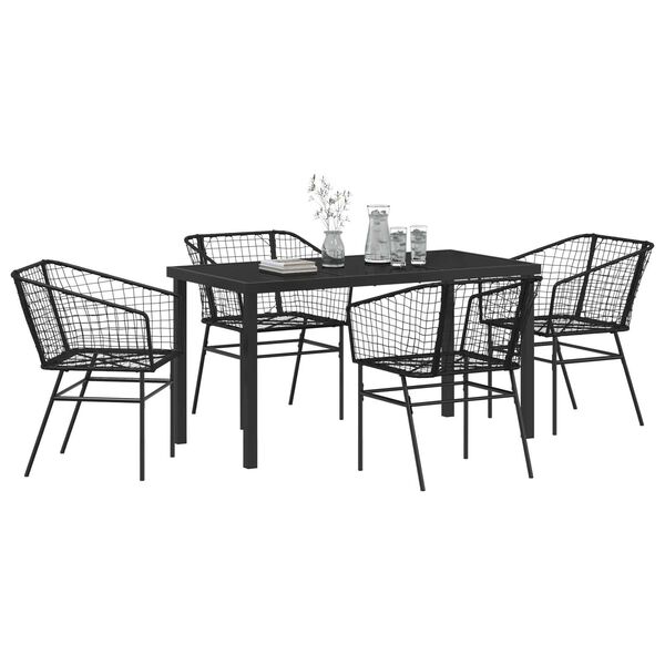vidaXL Ensemble de salle &agrave; manger pour jardin 5 pcs Noir polyrotin