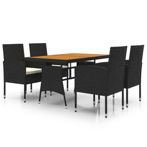 vidaXL Mobilier &agrave; d&icirc;ner d'ext&eacute;rieur 5 pcs R&eacute;sine tress&eacute;e Noir
