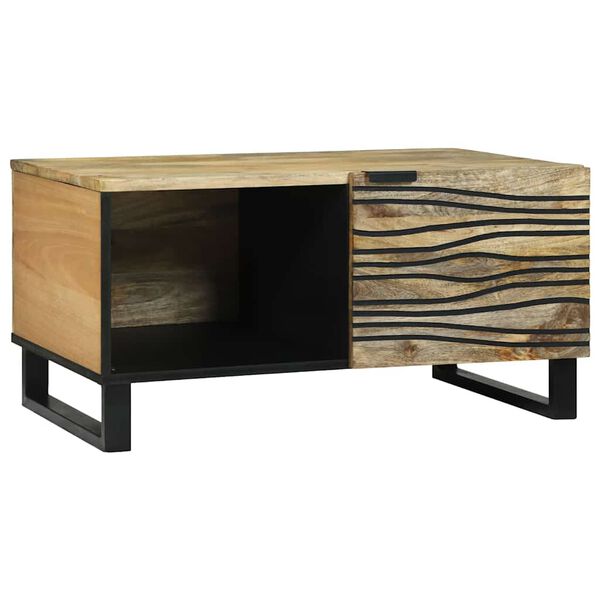vidaXL Table basse Marron et Noir 80 x 50 x 40 cm Bois d'acacia massif