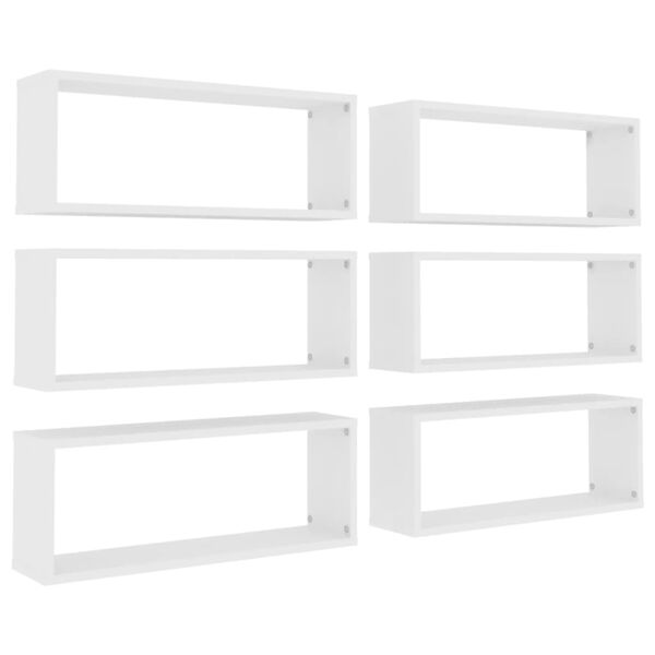 vidaXL &Eacute;tag&egrave;res murales cube 6 pcs Blanc 60x15x23 cm Bois d&rsquo;ing&eacute;nierie