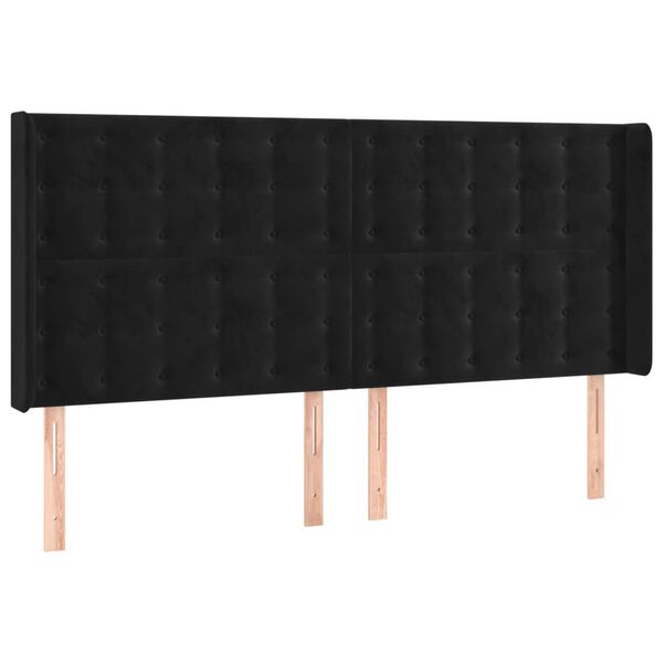 vidaXL Tête de lit avec oreilles Noir 203x16x118/128 cm Velours