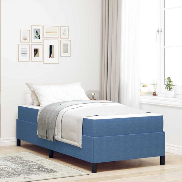 vidaXL Cadre de lit avec matelas Bleu 90 x 190 cm tissu