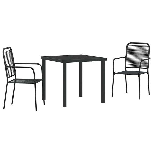 vidaXL Ensemble de salle &agrave; manger pour jardin 3 pcs Noir