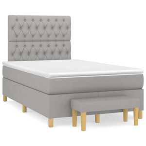 vidaXL Sommier &agrave; lattes de lit et matelas gris clair 120x190 cm tissu