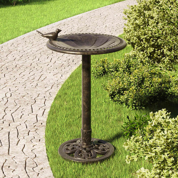 vidaXL Baignoire de jardin pour oiseaux Bronze Plastique