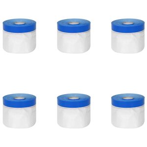vidaXL Film de masquage avec ruban adh&eacute;sif 6 pcs Transparent et Bleu