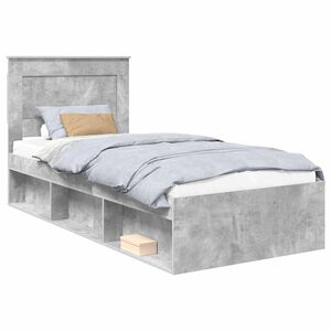 vidaXL Cadre de lit avec tiroir Uni Gris B&eacute;ton 90 x 190 cm Pin massif