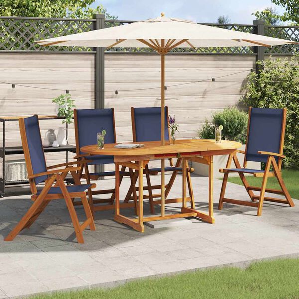vidaXL Chaises pliables de jardin lot de 4 bois d'acacia et textil&egrave;ne