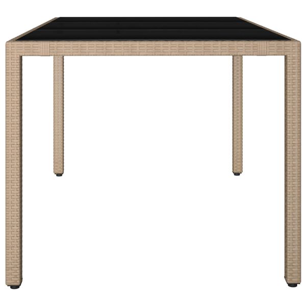 vidaXL Table de jardin plateau en verre Résine tressée verre trempé