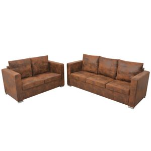 vidaXL Ensemble de canap&eacute;s 2 pcs cuir daim artificiel