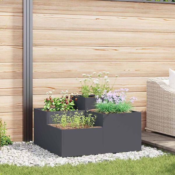 vidaXL Cache-pot de jardin Anthracite 100 x 100 x 48 cm Acier