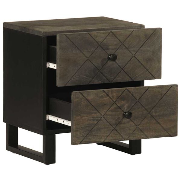 vidaXL Table de chevet noir 40x33x46 cm bois de manguier solide