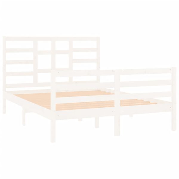 vidaXL Cadre de lit sans matelas blanc bois massif 135x190 cm