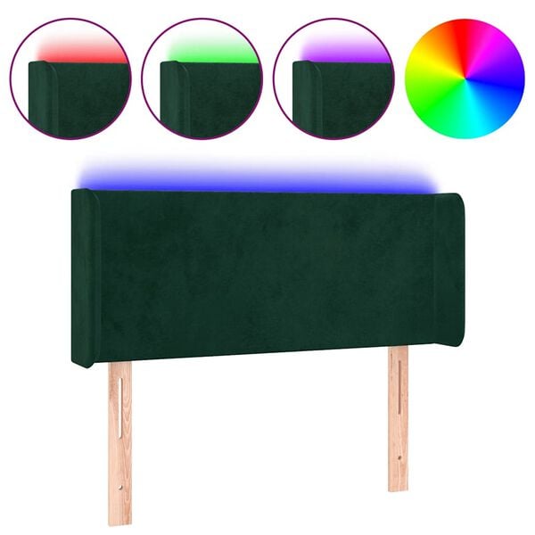 vidaXL T&ecirc;te de lit &agrave; LED Vert fonc&eacute; 103x16x78/88 cm Velours