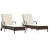 vidaXL Chaises longues avec coussins lot de 2 marron r&eacute;sine tress&eacute;e