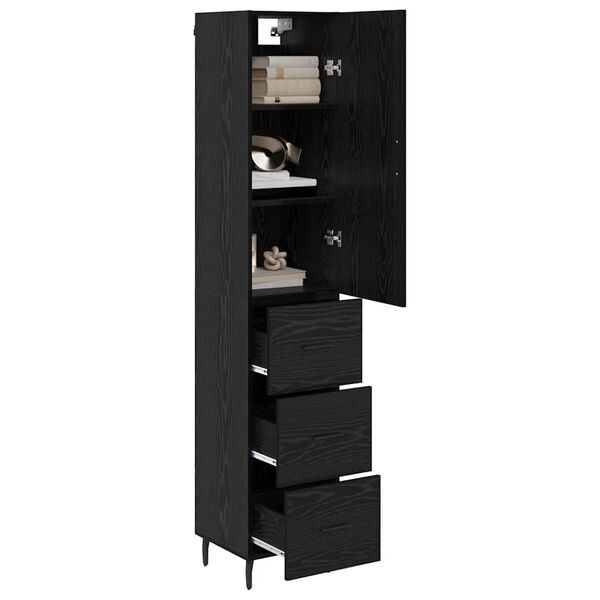 vidaXL Haut Armoire Ch&ecirc;ne noir 34,5 x 34 x 180 cm Bois d'ing&eacute;nierie
