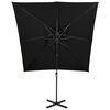 vidaXL Parasol de jardin en porte-&agrave;-faux &agrave; double toit 250x250 cm noir