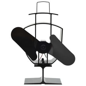 vidaXL Ventilateur de po&ecirc;le aliment&eacute; par chaleur 2 pales Noir