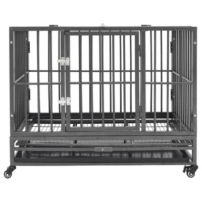 vidaXL Cage pour chien avec roues et toit Acier 102x72x85 cm
