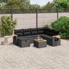 vidaXL Salon de jardin 8 pcs avec coussins noir r&eacute;sine tress&eacute;e