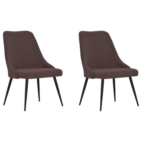 vidaXL Chaises &agrave; manger lot de 2 marron fonc&eacute; tissu