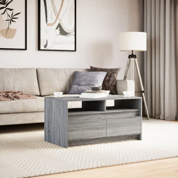vidaXL Table basse avec lumi&egrave;res LED sonoma gris bois d'ing&eacute;nierie