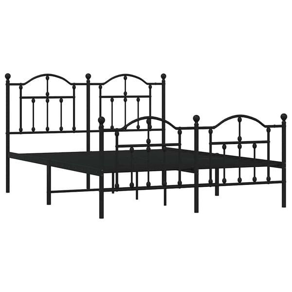 vidaXL Cadre de lit m&eacute;tal sans matelas avec pied de lit noir 140x200cm