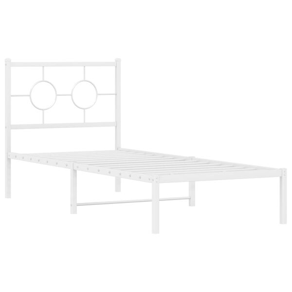 vidaXL Cadre de lit m&eacute;tal sans matelas avec t&ecirc;te de lit blanc 80x200cm