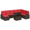 vidaXL Ensemble de canap&eacute; de jardin 9 pc Marron polyrotin