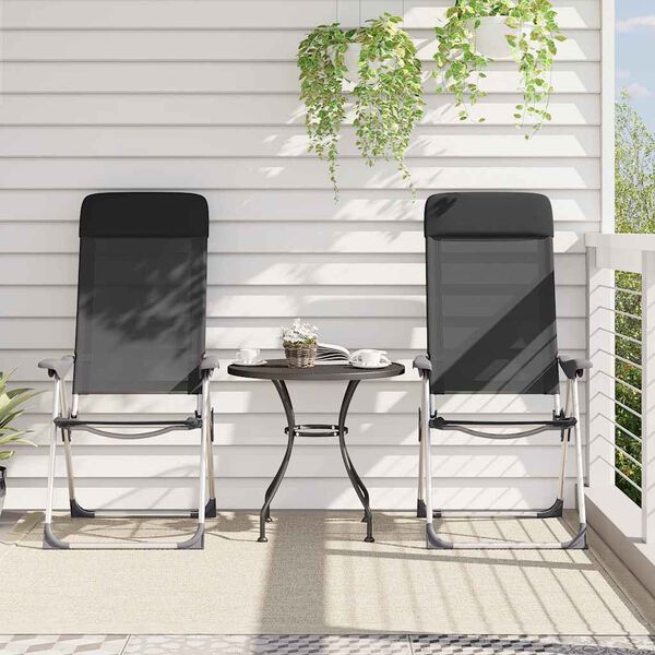 vidaXL Chaise pliante de camping lot de 2 Noir Aluminium