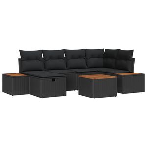 vidaXL Ensemble de canap&eacute; de jardin 7 pc Noir polyrotin