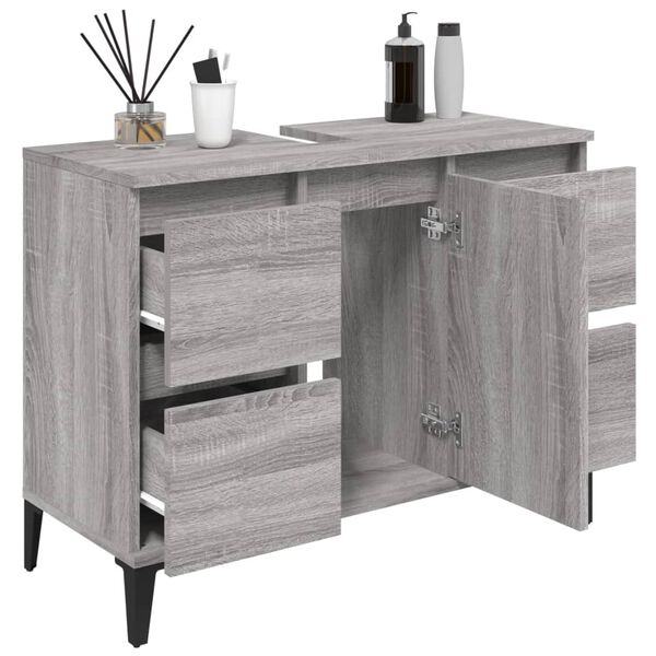 vidaXL Meuble d'évier sonoma gris 80x33x60 cm bois d'ingénierie