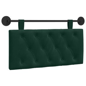 vidaXL T&ecirc;te de lit suspendue Avec lumi&egrave;re LED Vert fonc&eacute; Velours