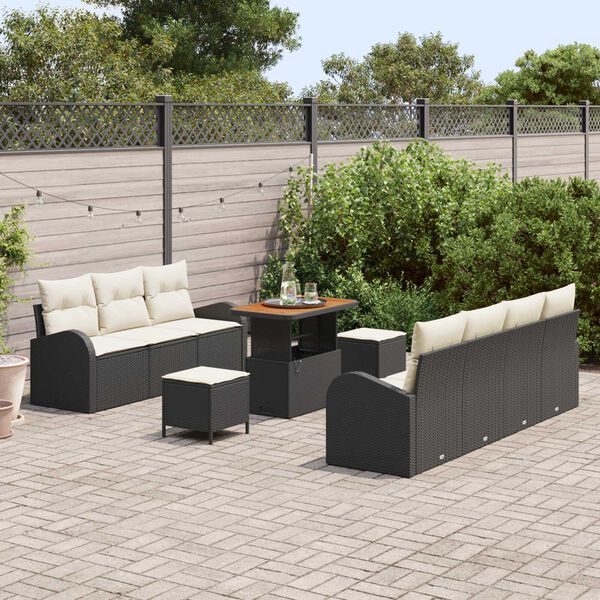 vidaXL Ensemble de canap&eacute; de jardin 10 pcs Noir Poly rotin