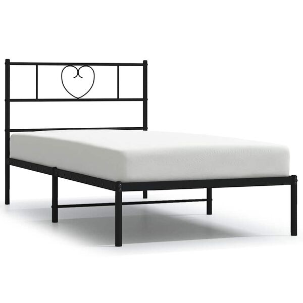 vidaXL Cadre de lit métal sans matelas avec tête de lit noir 100x200cm