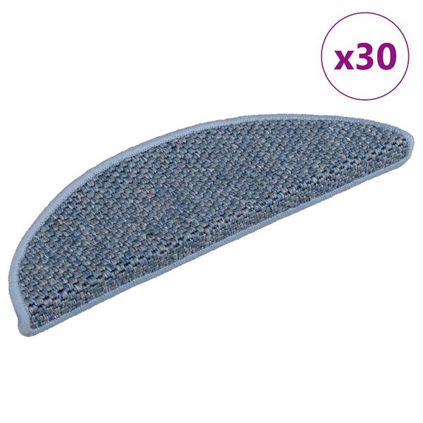 vidaXL Tapis d'escalier autocollants 30 pcs 56x17x3 cm bleu