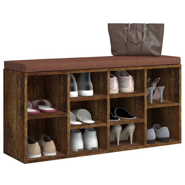 vidaXL Banc &agrave; chaussures Ch&ecirc;ne fum&eacute; 103x30x48 cm Bois d'ing&eacute;nierie
