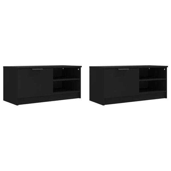 vidaXL Meubles TV 2 pcs Noir 80x35x36,5 cm Bois d'ingénierie