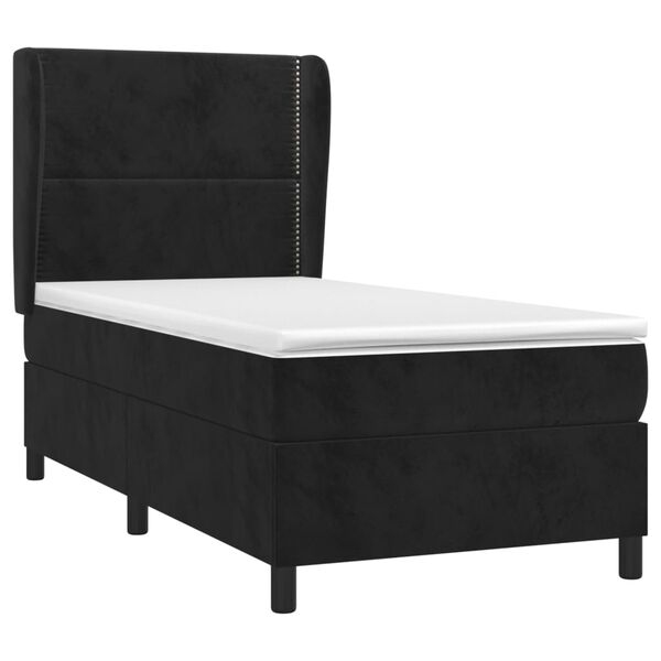 vidaXL Sommier &agrave; lattes de lit avec matelas Noir 100x200 cm Velours