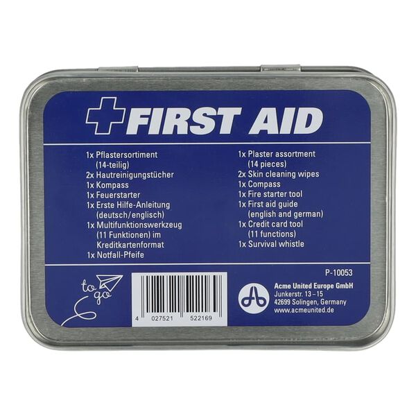 FIRST AID ONLY Ensemble d'urgence 22 pcs To Go en bo&icirc;te m&eacute;tallique