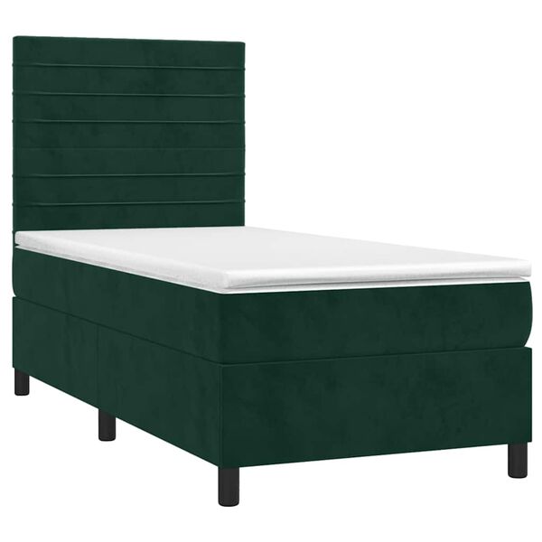 vidaXL Sommier &agrave; lattes de lit avec matelas Vert fonc&eacute; 100x200 cm
