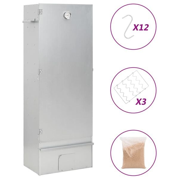 vidaXL Fumoir pour four &agrave; barbecue avec copeaux de bois 44,5x29x110 cm