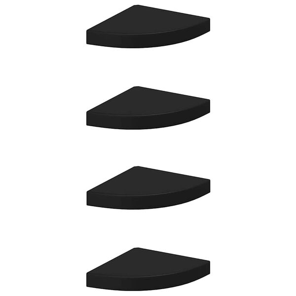vidaXL &Eacute;tag&egrave;res d'angle flottantes 4 pcs noir 25x25x3,8 cm MDF