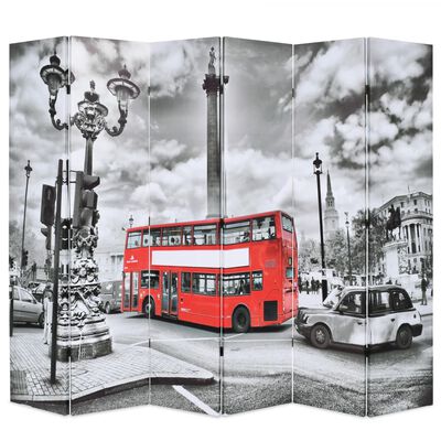 vidaXL Cloison de séparation 228 x 170 cm Bus londonien Noir et blanc