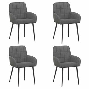 vidaXL Chaises de salle &agrave; manger 4 pc Velours Gris fonc&eacute;