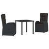 vidaXL Ensemble de salle &agrave; manger pour jardin 3 pc Noir polyrotin