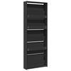 vidaXL Armoire &agrave; chaussures avec miroir 5 niveaux noir 63x17x169,5 cm