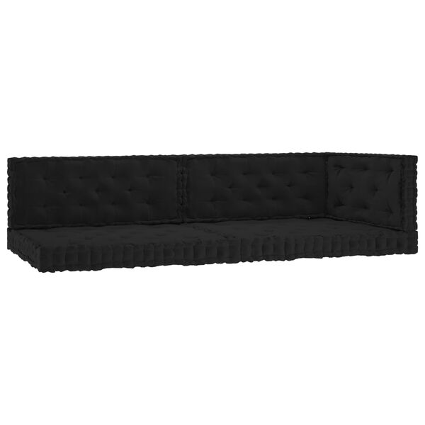 vidaXL Coussins de plancher de palette lot de 5 Noir Coton